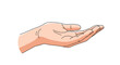 © Josim - Human hand with open palm facing up, realistic line art vector drawing representing support, offering, or care.