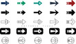 © Aimanbibi - Geometric Directional Arrow Icons Set with Color Silhouette and Line Art Style