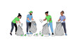 © Natasya Fina - Diverse group of volunteers collecting trash and cleaning up park.