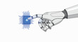 © zaenal - Robotic hand interacts with AI microchip in technological environment