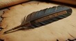 © Ve - Vintage feather quill pen resting on aged parchment paper, symbolizing classic writing and literature