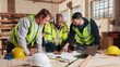 © peopleimages.com - Paperwork, blueprint and men in workshop for carpentry, wood production and furniture design. Carpenter, contractor and people on laptop for inventory, timber project and planning for woodworking