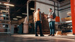 © peopleimages.com - Men, clipboard and discussion in lumber workshop, carpenter and supplier with timber delivery. Conversation, collaboration and people with checklist, feedback and woodworking inventory management