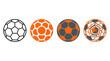 © Ula - Collection of four soccer ball illustrations with different designs and colors, perfect for sports blogs, game concepts and athletic event promotions
