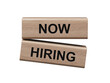 © bo - Now Hiring symbol. Concept word Now Hiring on wooden blocks.Business and Now Hiring concept. wooden blocks. Copy space.Supports PNG files with transparent backgrounds.