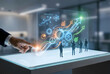 © sohel - Businessman guiding team on futuristic career path with digital strategy visualization