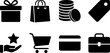 © SAIFUL - E-commerce shopping and business finance black solid icon set for retail stores, digital payment, and web design