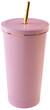 © Vividz Foto - Studio shot of pastel pink tumbler with gold straw isolated on a transparent background