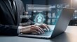 © AAA - Businessman uses AI agent interface on laptop for data processing