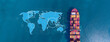© Kalyakan - Aerial view container cargo ship with world map network, Container cargo ship in import export logistic freight shipping, Business logistics transportation international by container cargo ship.