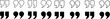 © Shafiavect - Double quotation mark icon set in solid and outline styles. Inverted comma symbols for speech, text formatting, typography, and quote design. Vector illustration.