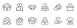 © MOHAMMAD - Charity and support line icons depicting care and community assistance