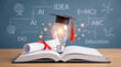 © AucArtStudio - Education idea ai e learning concept with lightbulb graduation hat open book. AI digital education technology innovation. online cyberspace e-learning, student cognition learning study training