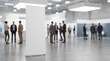© MuzammilZia - Blank Roll-Up Banner Mockup at Business Conference or Trade Show with Blurred Business People in Background, Ideal for Advertising and Promotions