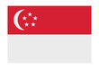 © Art Stor Pro - Singapore national flag in rectangular shape, flat minimalist vector illustration featuring red and white colors with crescent moon and five stars isolated on white background