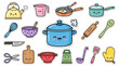 © colorart - Cartoon kitchen utensils and appliances with smiling faces