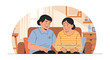 © kumala - Caregiver comforting sad woman on couch, support, empathy, mental health, home scene