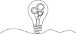 © MstAsmaAkter - Single line drawing of a light bulb filled with mechanical gears innovation technology solution engineering mechanical creativity minimalist continuous illustration brainstorm invention
