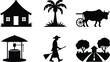 © MstAsmaAkter - Rural life and village farming activity icon set featuring traditional agriculture and countryside scenes agriculture countryside lifestyle traditional landscape illustration isolated