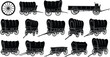 © Fenshi - Covered wagon silhouette illustration collection, historical outline figure, transport motif drawing, pioneer icon art, vintage design graphic, migration posture symbol image