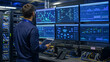 © Bashar - Network engineer monitoring server equipment