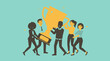 © Andi - Diverse team celebrating victory with a large golden trophy, symbolizing successful collaboration, achievement, and shared success in business.
