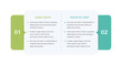 © PixMarket - Comparison chart infographic template featuring a horizontal layout with two numbered side tabs and a central content area divided into two distinct columns for presenting contrasting data or options