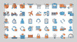 © Sami - Logistics icons display shipping, delivery, and supply chain processes using blue and orange color schemes to represent global trade, warehouse management, and transportation systems efficiently.