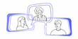 © Bijon - Three People In Speech Bubbles Line Illustration