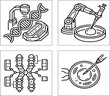 © abanoub raft - Genetic engineering and biotechnology line art icons set with DNA cell injection and chromosome
