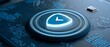 © Mia - Cyber security data protection business technology privacy concept. Young businessman select the icon security on the virtual display.