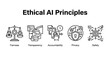 © Ayeshas - Vector graphics illustrate ethical AI principles with icons for fairness transparency accountability privacy and safety