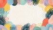 © Charlie - Pastel doodle wreath border on cream paper for horizontal web banner advertisement graphic presentation template mockup