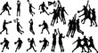 © razia - Set of basketball player silhouettes in various action poses and game situations