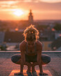 © Visual Studio - Sunset Yoga in the Cityscape: Outdoor Meditation, Wellness, and Fitness for Tranquility and Balance