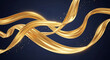 © PhotoArtHub - Flowing golden ribbon with sparkling effect on a dark blue background, symbolizing luxury, celebration, and elegance