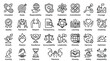 © kalponarani - Core values icons. innovation goals responsibility integrity customers commitment trust courage quality teamwork respect transparency inclusion learning empathy creativity.