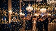 © Irfan - People celebrate with confetti and chandeliers at a luxurious party venue indoors