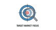 © Bang - A magnifying glass focused on a target symbol for business strategy analysis