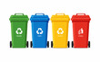 © Riztype - Color Coded Recycling Bins for Waste Sorting and Environmental Sustainability Vector Illustration