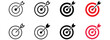 © PrimeVisuals - Target and Goal Achievement Icons Set with Outline, Solid, and Color Variations for Business Strategy, Success, Performance, and Objective Planning