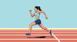 © Delbert - Athletic woman runs fast along a red running track, representing speed, healthy lifestyle, and athletic training.