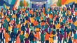 © Anastasiya - Community people silhouette crowd with varied human figures for social network audience demographic teamwork public gathering presentation design concept crowd people silhouettes community