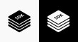 © IconRoot - Minimal black silhouette icon, simple flat vector, bold black shape, no gradients, no shading software development kit icon, sdk stack symbol on a, flat icon style