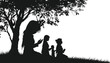 © mian - Family sitting under a large tree in a peaceful outdoor setting illustrates the values of togetherness and quiet reflection in a natural environment that provides a serene backdrop for storytelling.