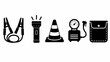© Ira - Essential car tool icons: jumper cable, flashlight, traffic cone, air compressor, pouch