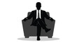 © Zubair - A professional businessman silhouette sitting in a chair as a minimalist flat vector graphic design illustration
