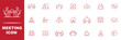 © Hike Studio 5 - Meeting set of web icons. Live web liner icons for web and mobile app. Containing conference, business meeting, Interview, communication, discussion, talk, training, team, planning,conference and more