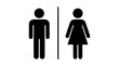 © Irtiko - Black vector graphic illustration of male and female restroom signs