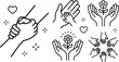 © MstBabli - Charity and Mutual Help Care Icon Set with Supporting Hands for Community Volunteering